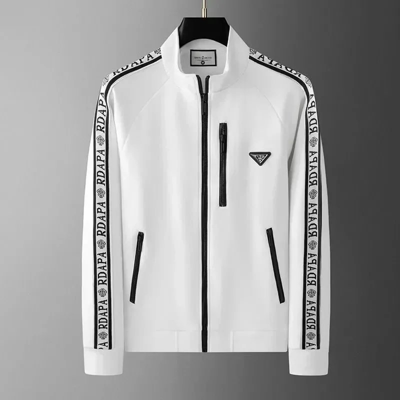 RDAPA White Zip-Up Jacket with Logo Tape Sleeves