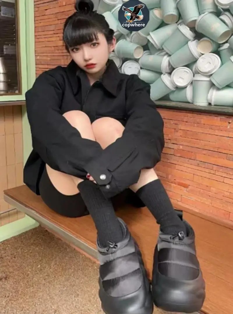 Copwhere Chunky Platform Shoes for Women Black Fashion Sneakers
