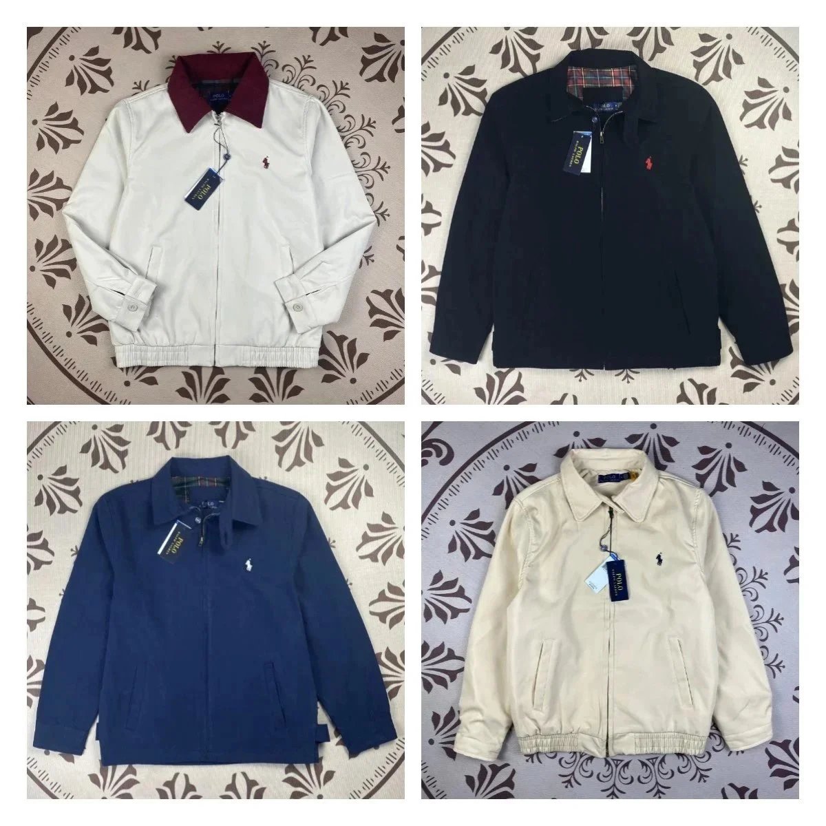 Polo Ralph Lauren Men's Zip-Up Jacket in White Black Navy Beige