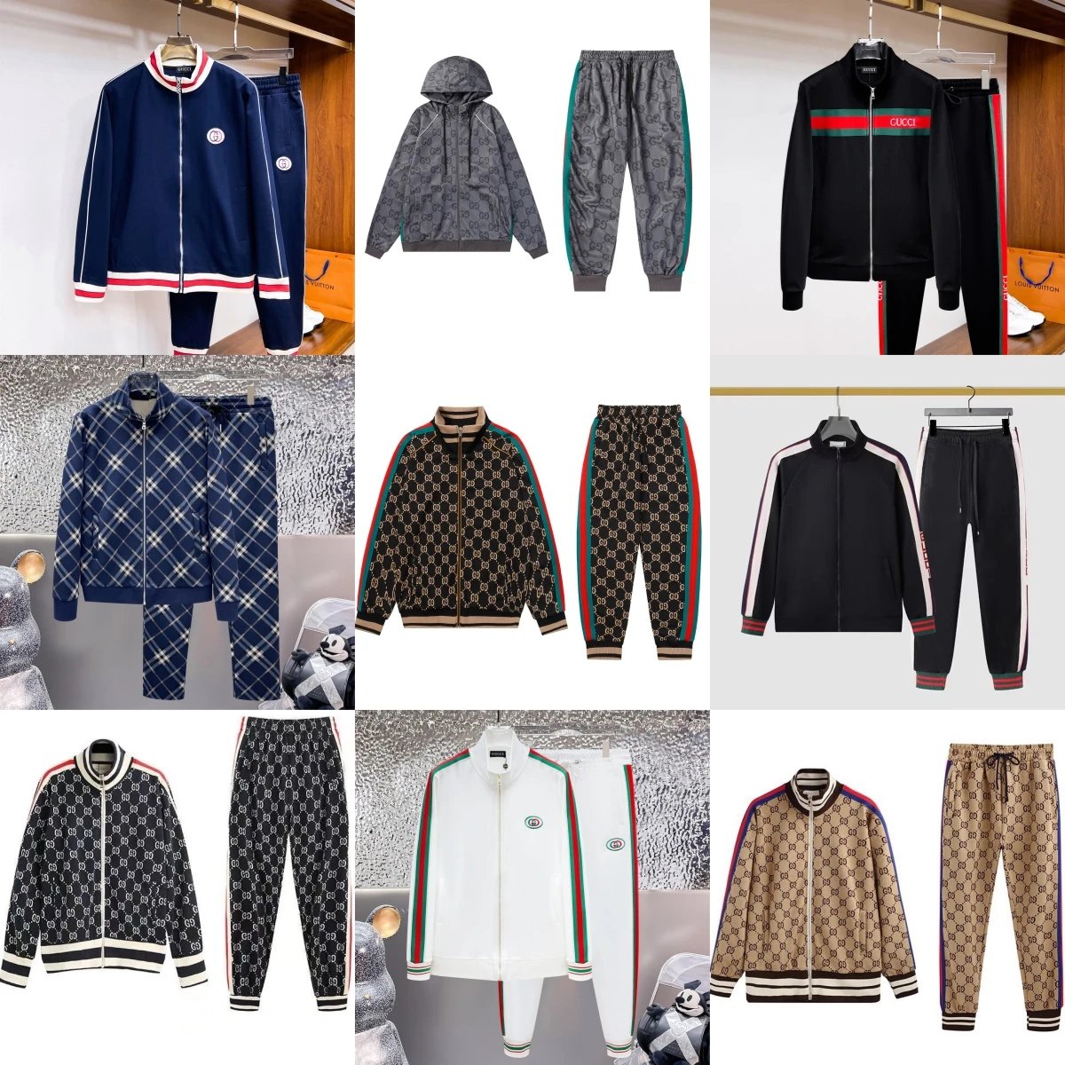 Gucci Tracksuits Men's Sportswear Sets with Logo Pattern and Stripes