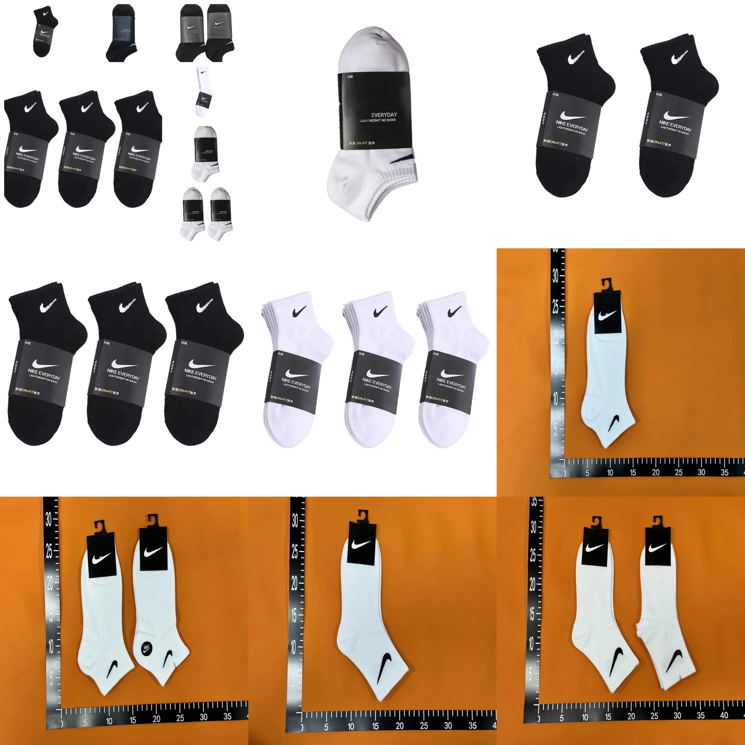 Nike Everyday Lightweight No Show Socks - Black and White