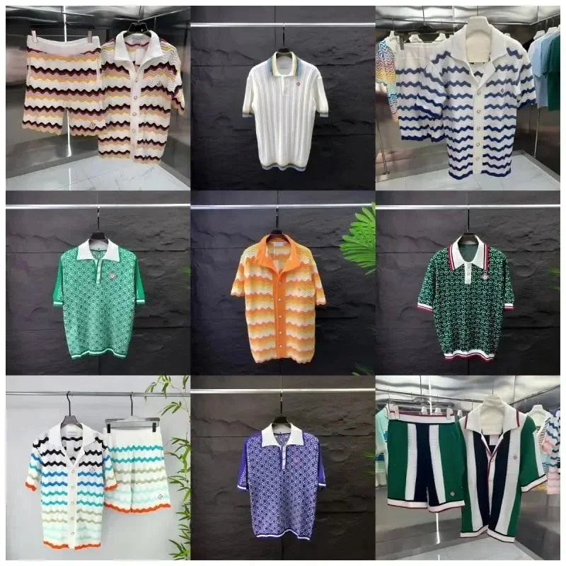 Men's Colorful Patterned Polo Shirts and Matching Shorts Set