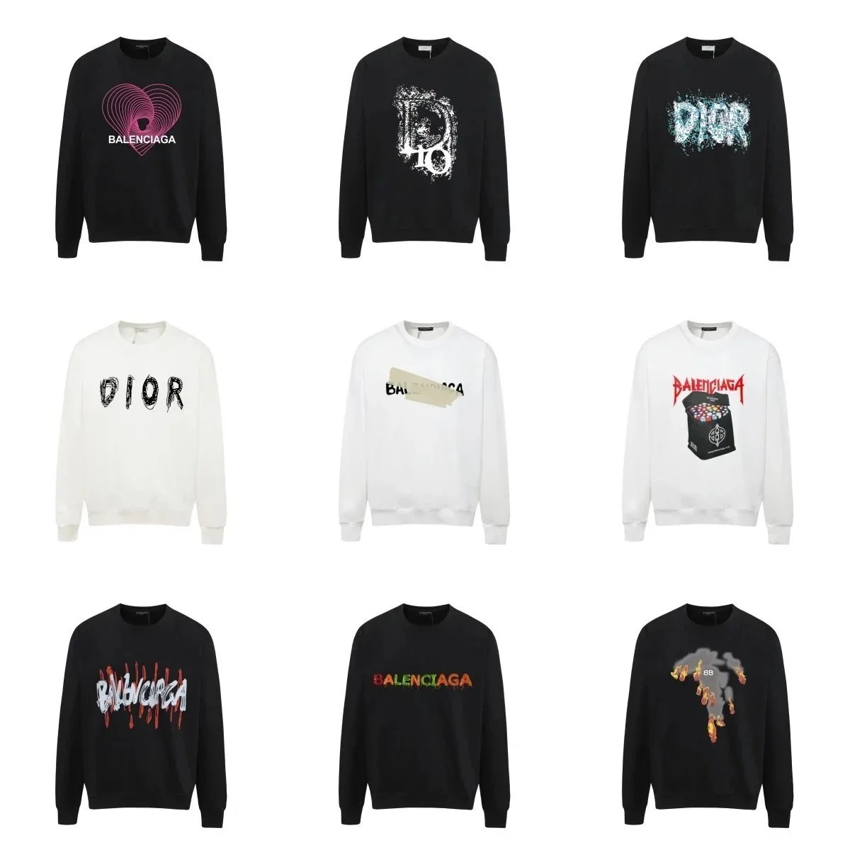 Balenciaga and Dior Logo Sweatshirts for Men and Women