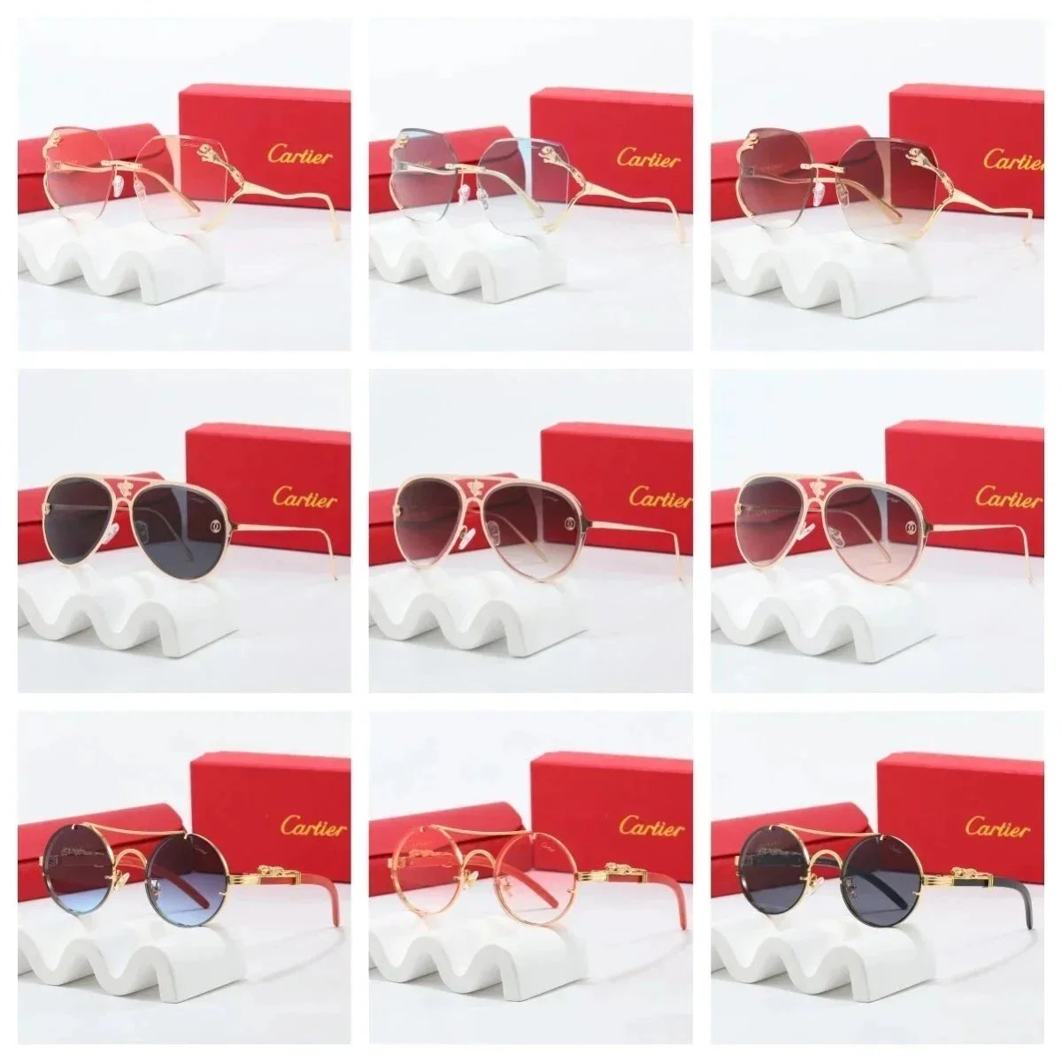 Cartier Sunglasses Fashion Aviator Round Frame Designer Eyewear