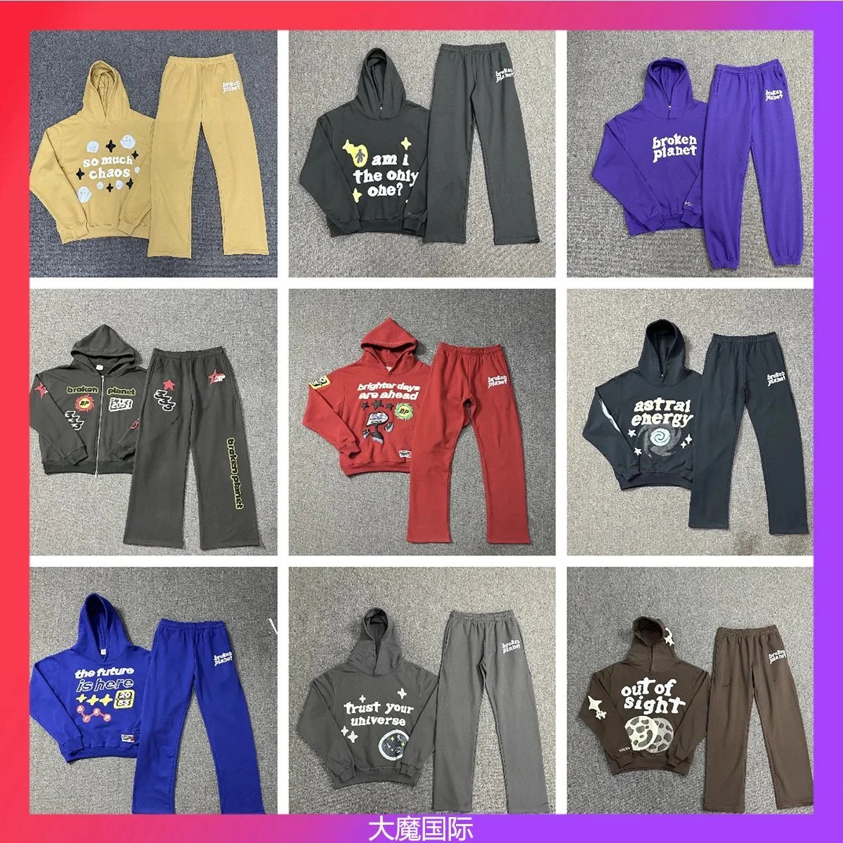 Broken Planet Hoodie and Pants Set Casual Streetwear Outfit