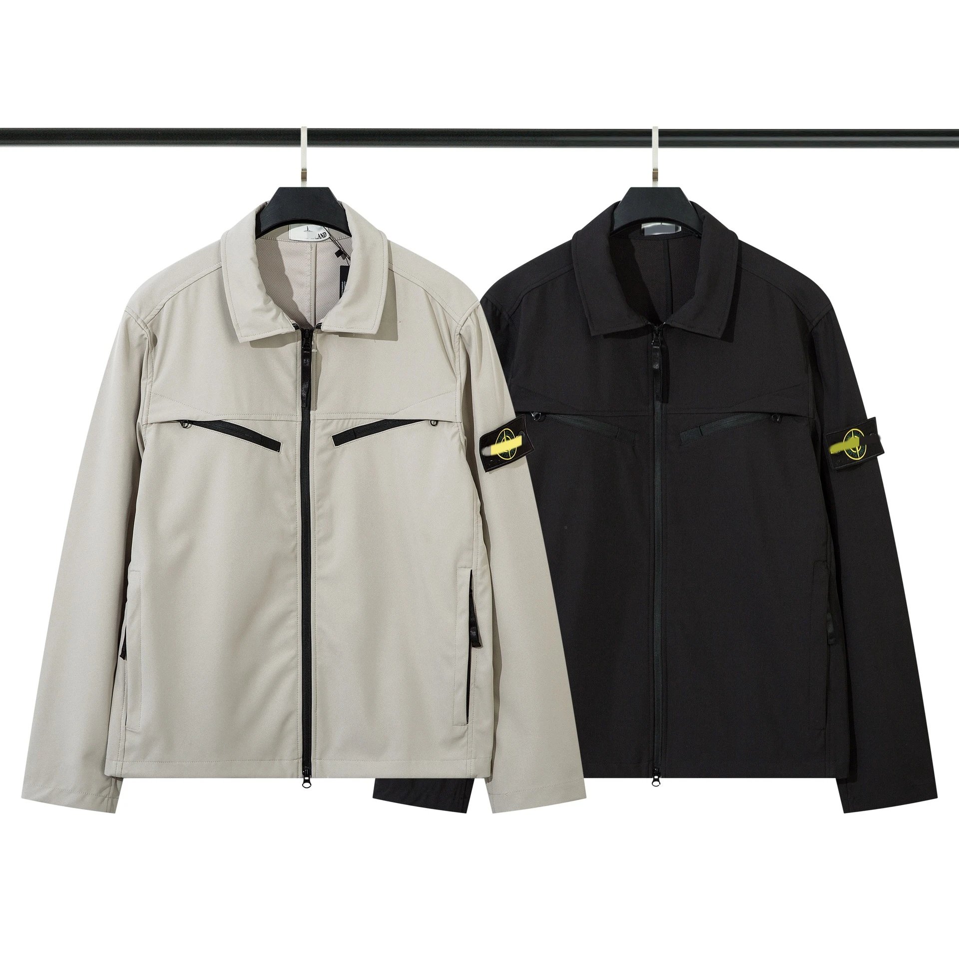 Men's Lightweight Zip-Up Jacket with Sleeve Patch Design
