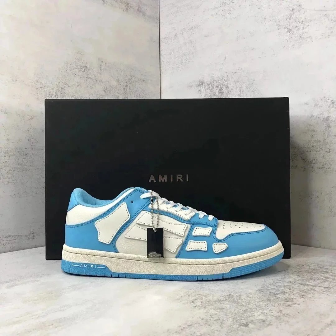 AMIRI Blue and White Low Top Sneakers
