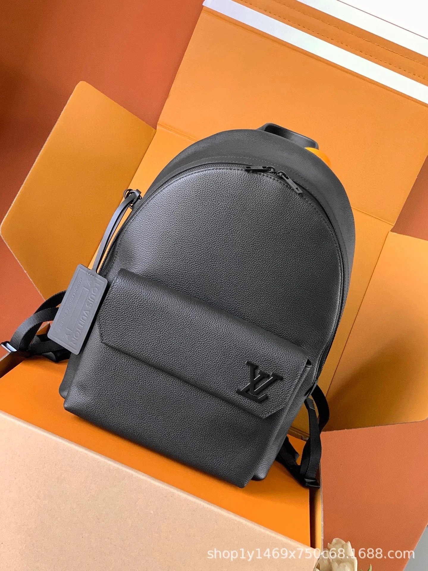 Louis Vuitton Black Leather Backpack for Men and Women