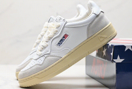 AURA White Low Top Sneakers with Cream Sole