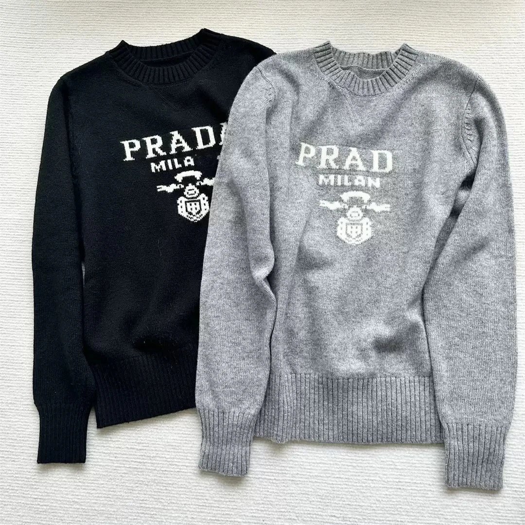 Prada Milan Logo Knit Sweater for Men and Women