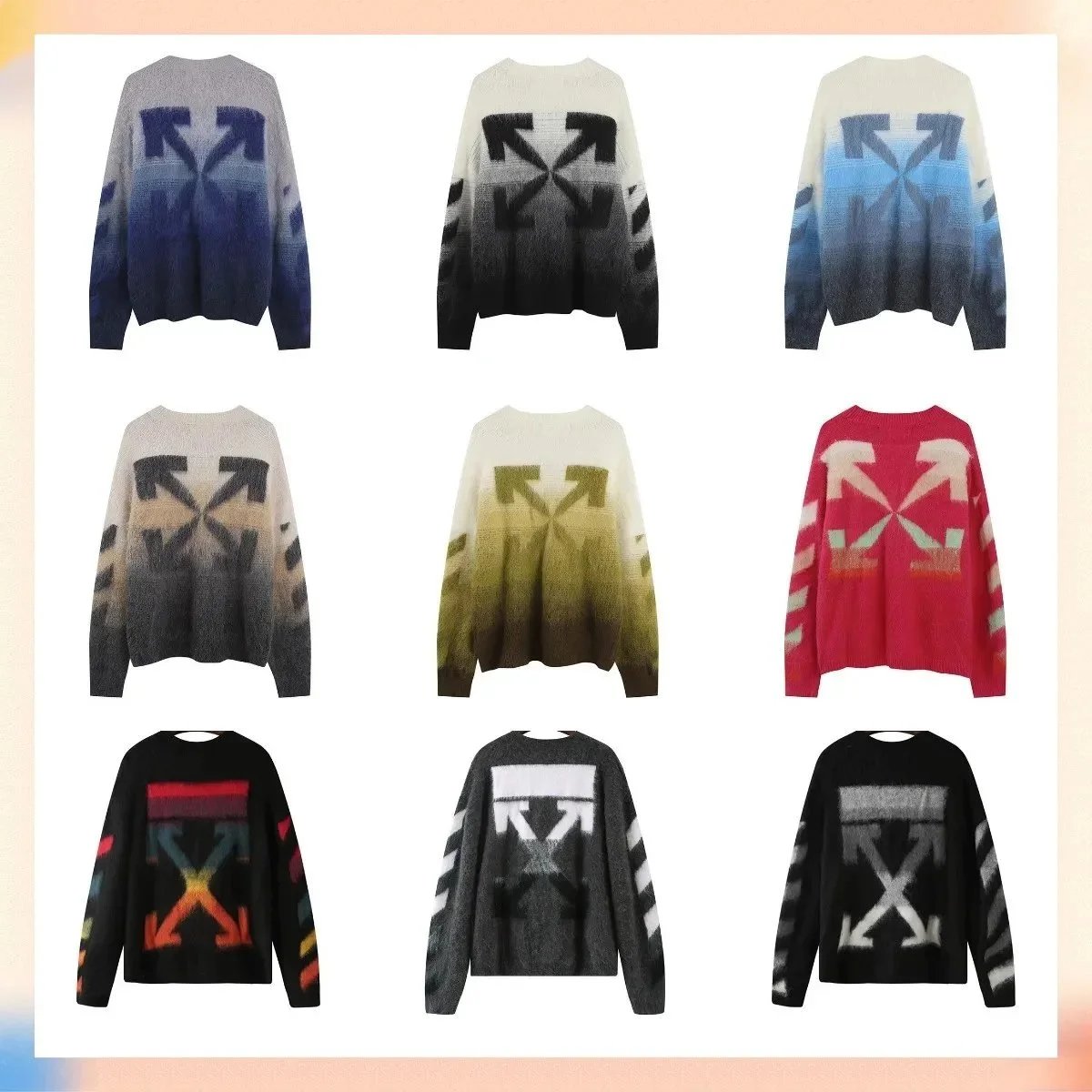 Off-White Gradient Arrow Knit Sweater Oversized Fashion Pullover