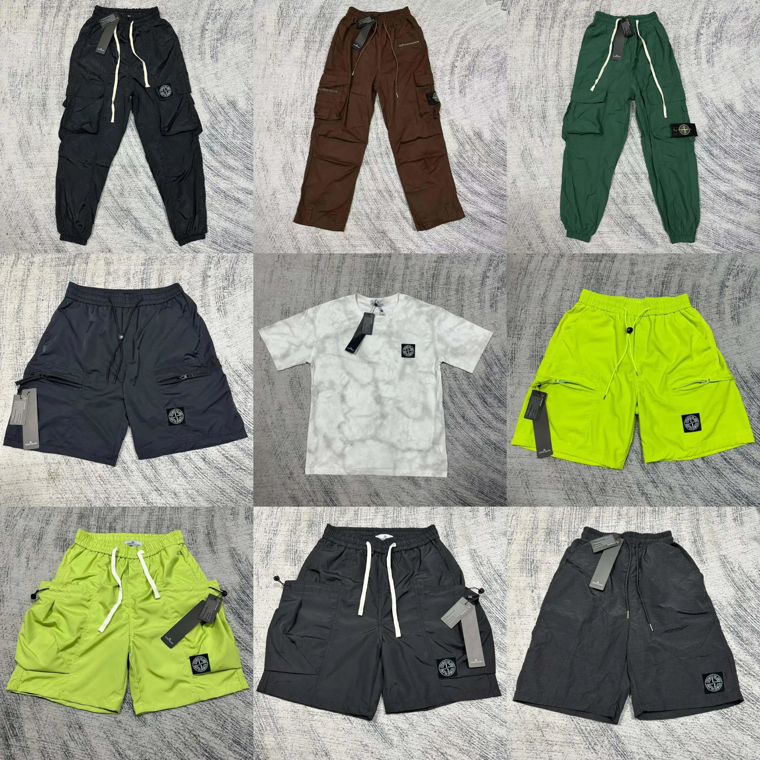 Stone Island Cargo Pants Shorts and T-Shirt Collection