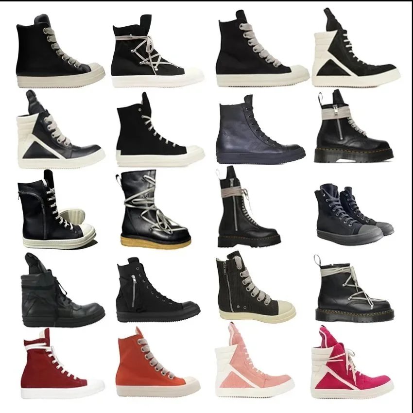 Rick Owens High Top Boots Men Women Fashion Sneakers