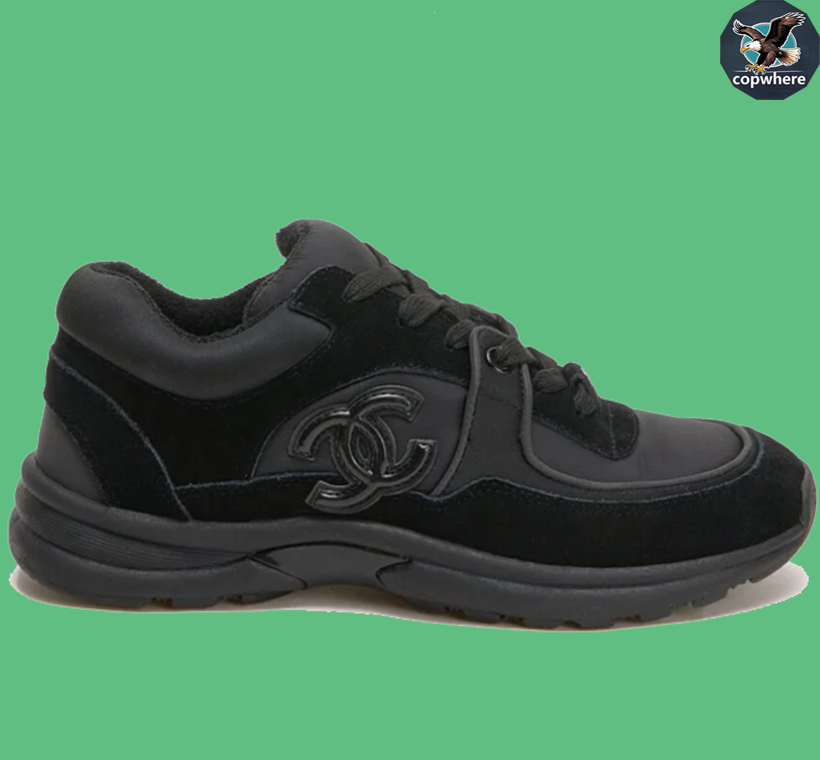 Black Chanel Logo Sneakers for Men and Women
