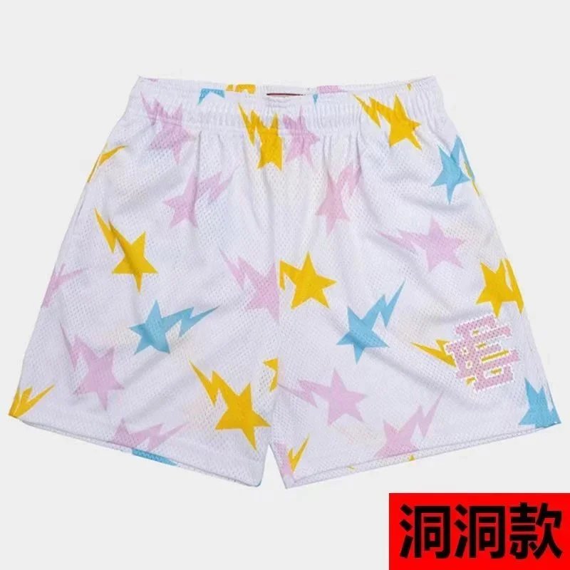 Colorful Star Print Mesh Shorts for Women Casual Summer Wear