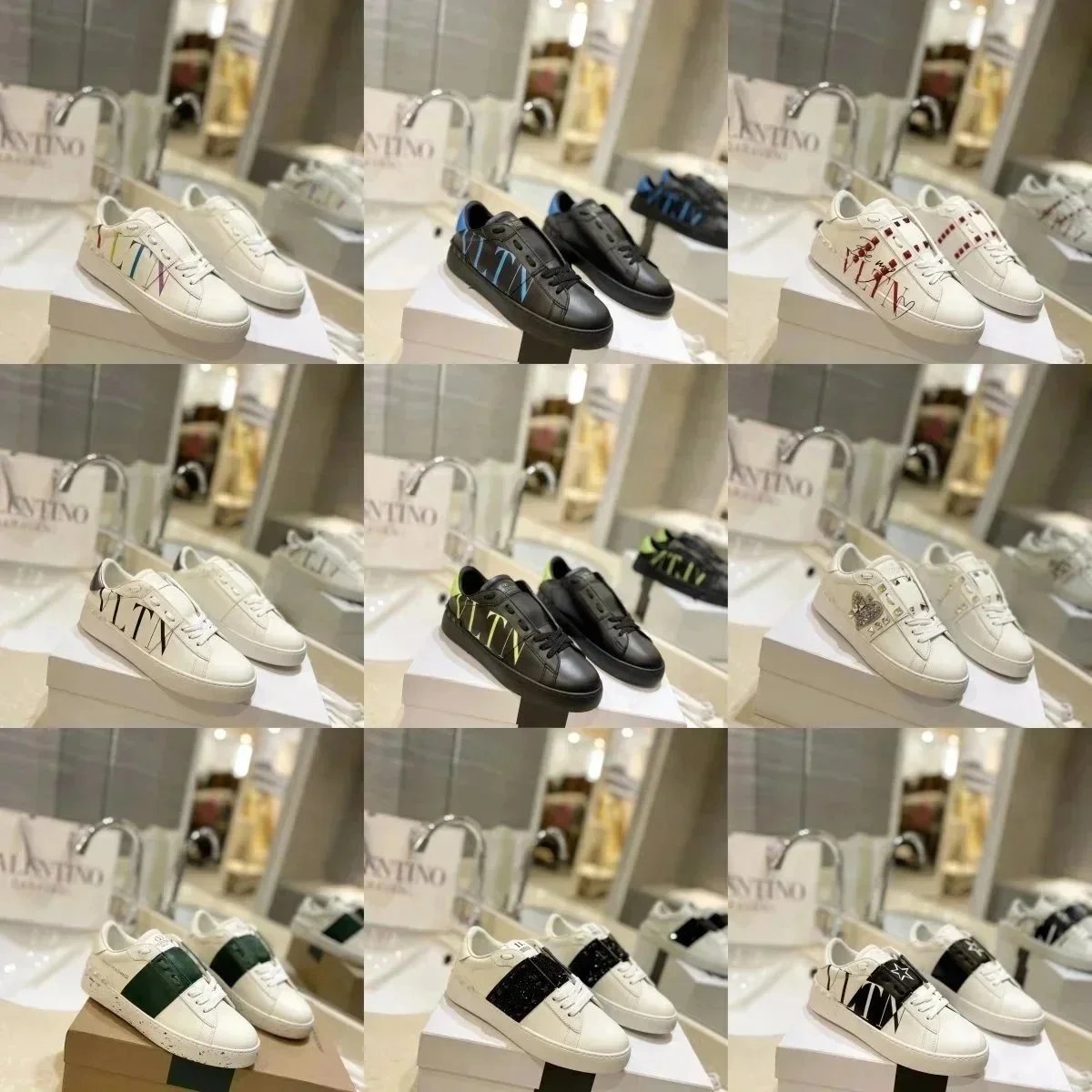 Valentino VLTN Sneakers White Black Leather Fashion Shoes