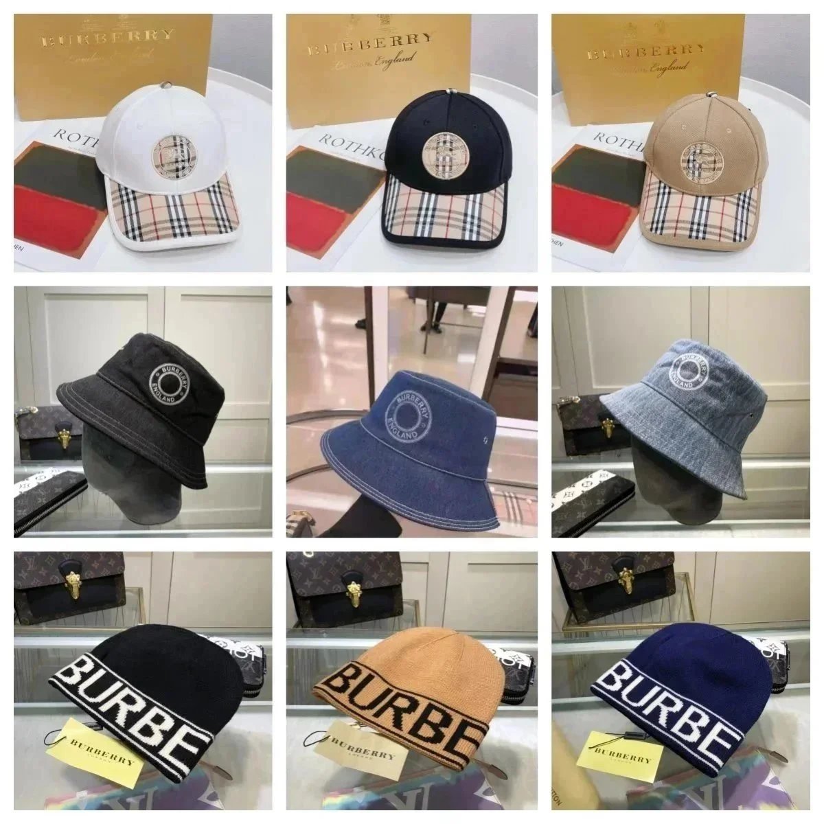 Burberry Caps Hats Bucket Beanie Plaid Logo Design