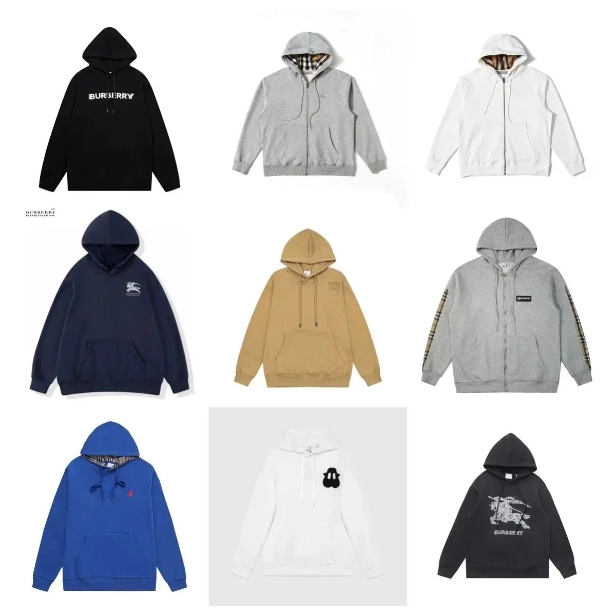 Burberry Hoodies Sweatshirts Men Women Fashion Logo Print Zipper Hoodie