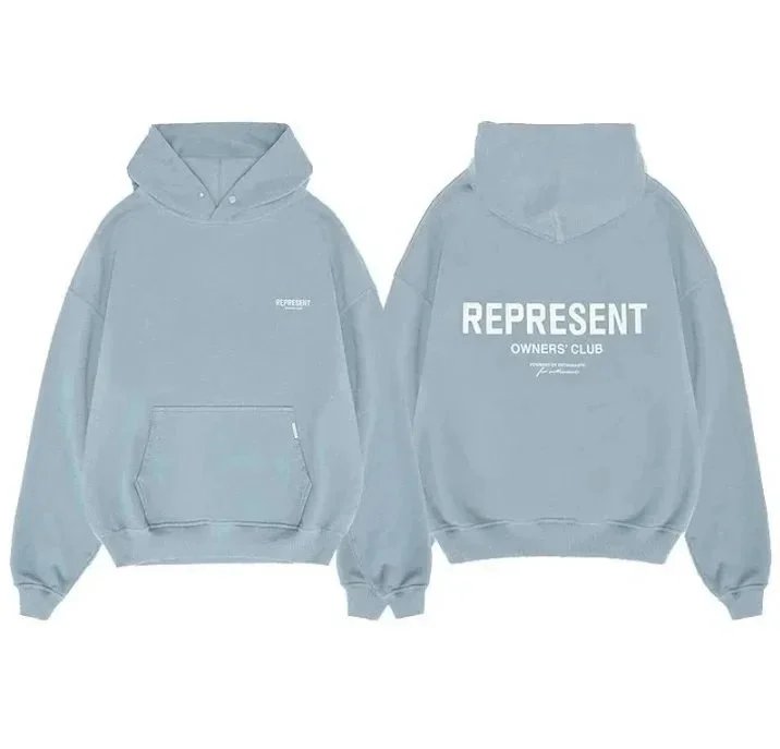 Represent Owners Club Hoodie Oversized Sweatshirt Gray