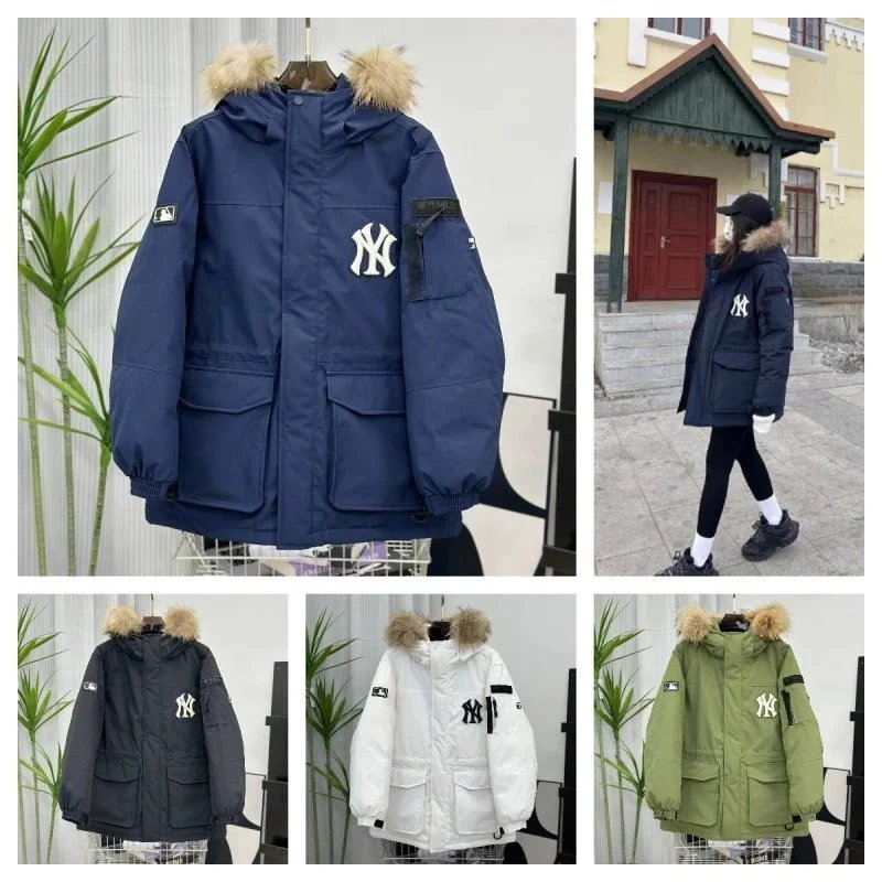 MLB NY Logo Winter Parka Jacket with Fur Hood
