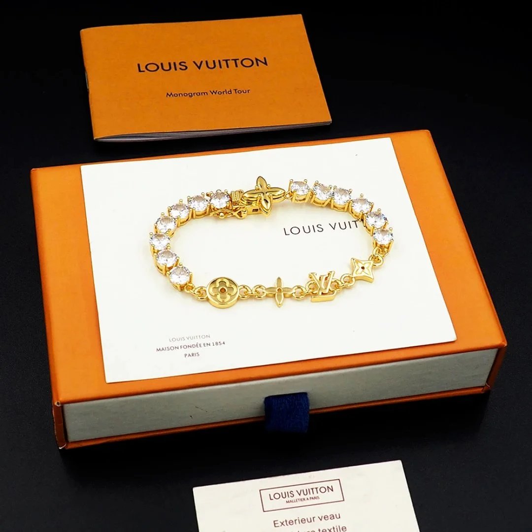 Louis Vuitton Gold Bracelet with Crystal Stones