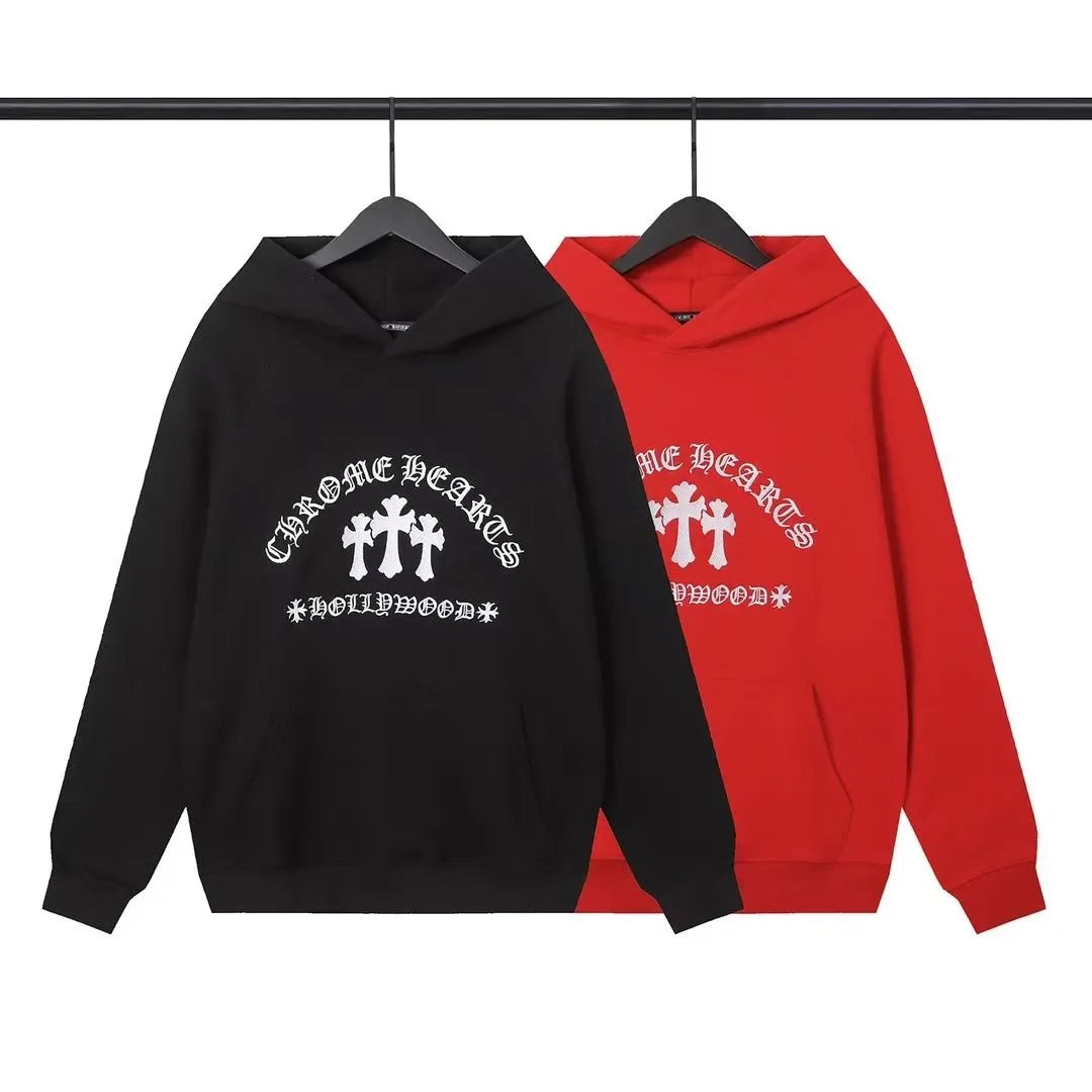 Chrome Hearts Hoodie Sweatshirt Black Red Cross Logo Men Women Fashion