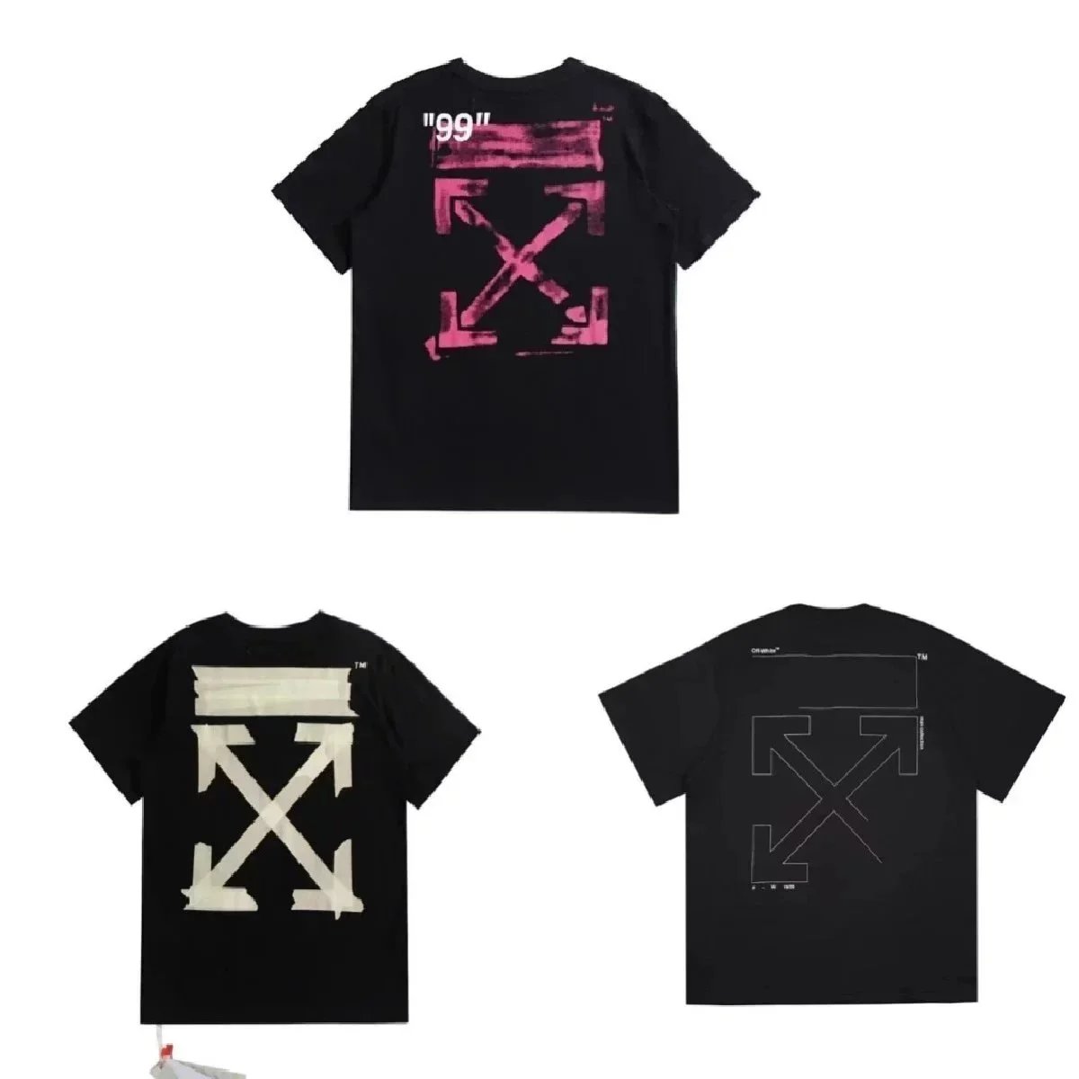 Off-White Black T-Shirt with Arrows Logo Design