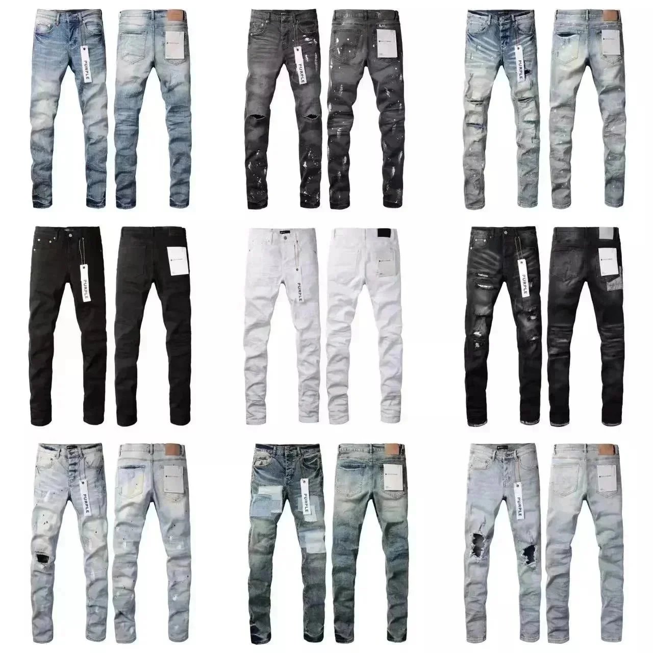 Men's Fashion Distressed Jeans Slim Fit Denim Pants