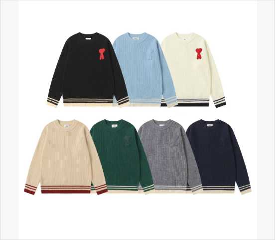 Classic Ribbed Knit Sweater with Red Bow Patch