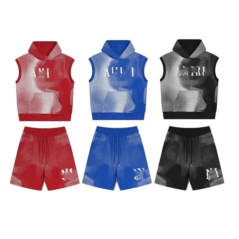 AMI Sleeveless Hoodie and Shorts Set for Men
