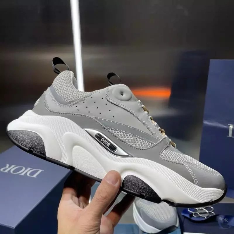 Dior Gray and White Sneakers for Men Women Fashion Sport Shoes