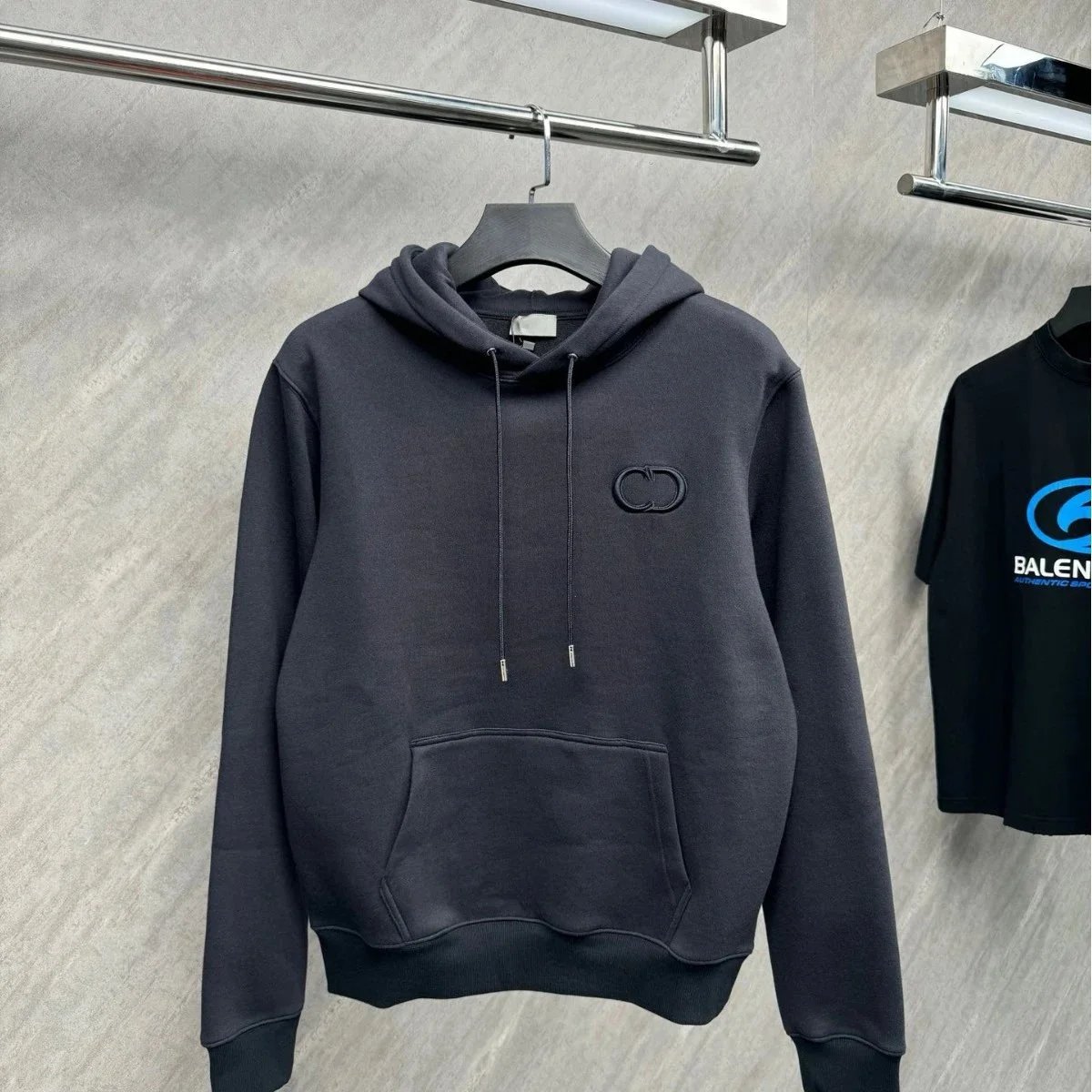 Balenciaga Logo Hoodie Black Cotton Sweatshirt