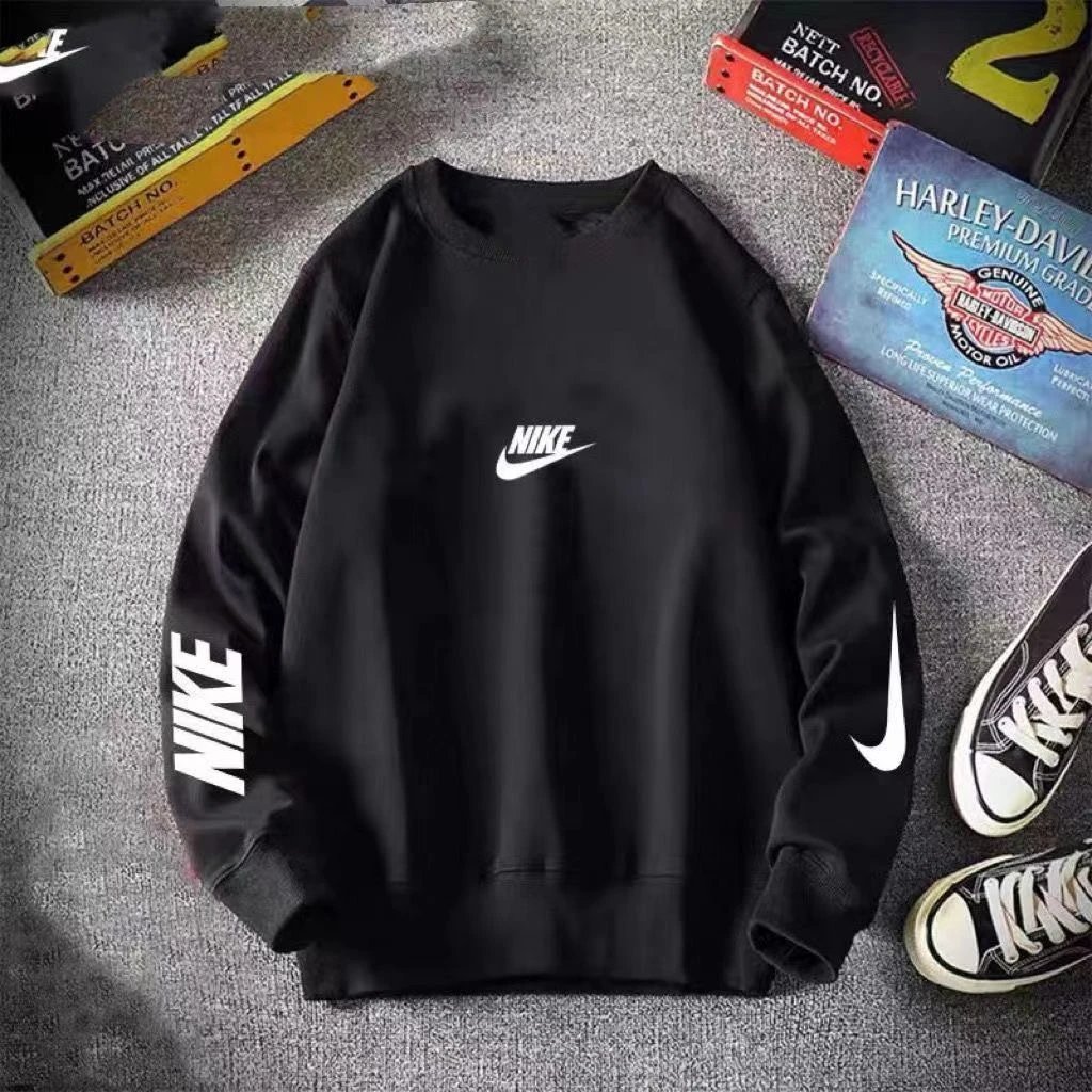 Nike Black Crewneck Sweatshirt with Logo Design