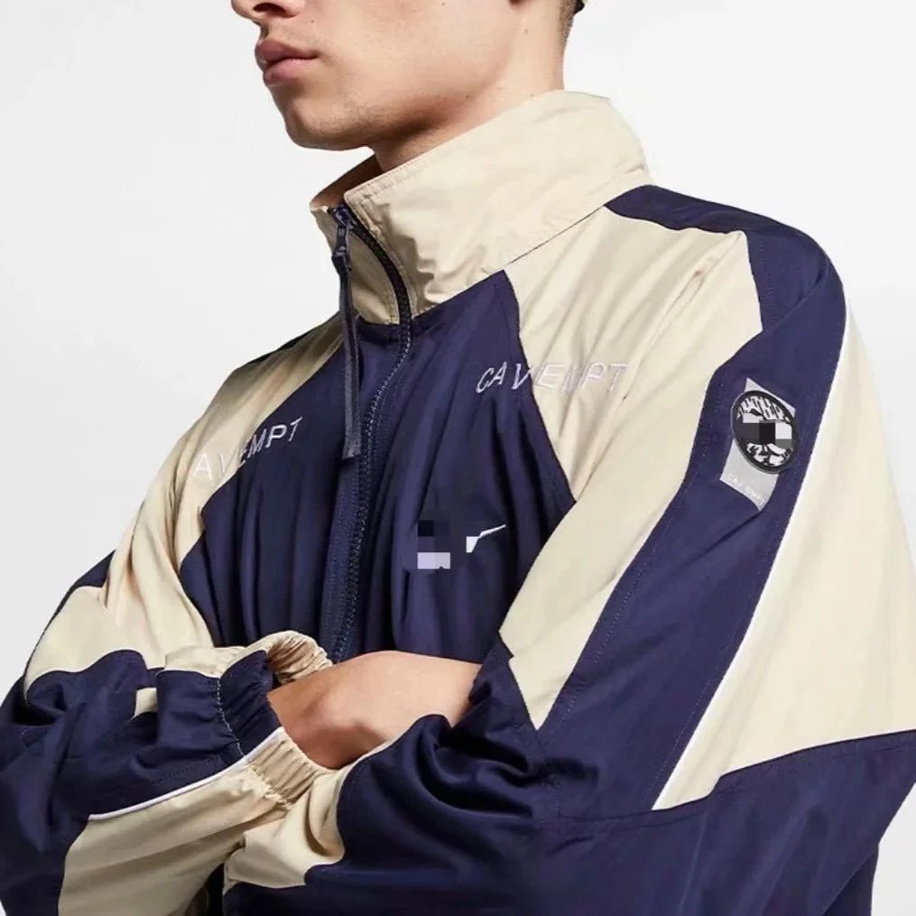 CAVENPT Men's Navy Beige Track Jacket Sportswear Windbreaker