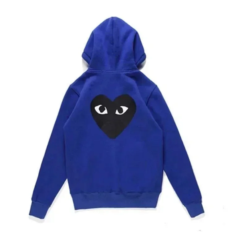 CDG Play Heart Eyes Hoodie Blue Zip-Up Sweatshirt