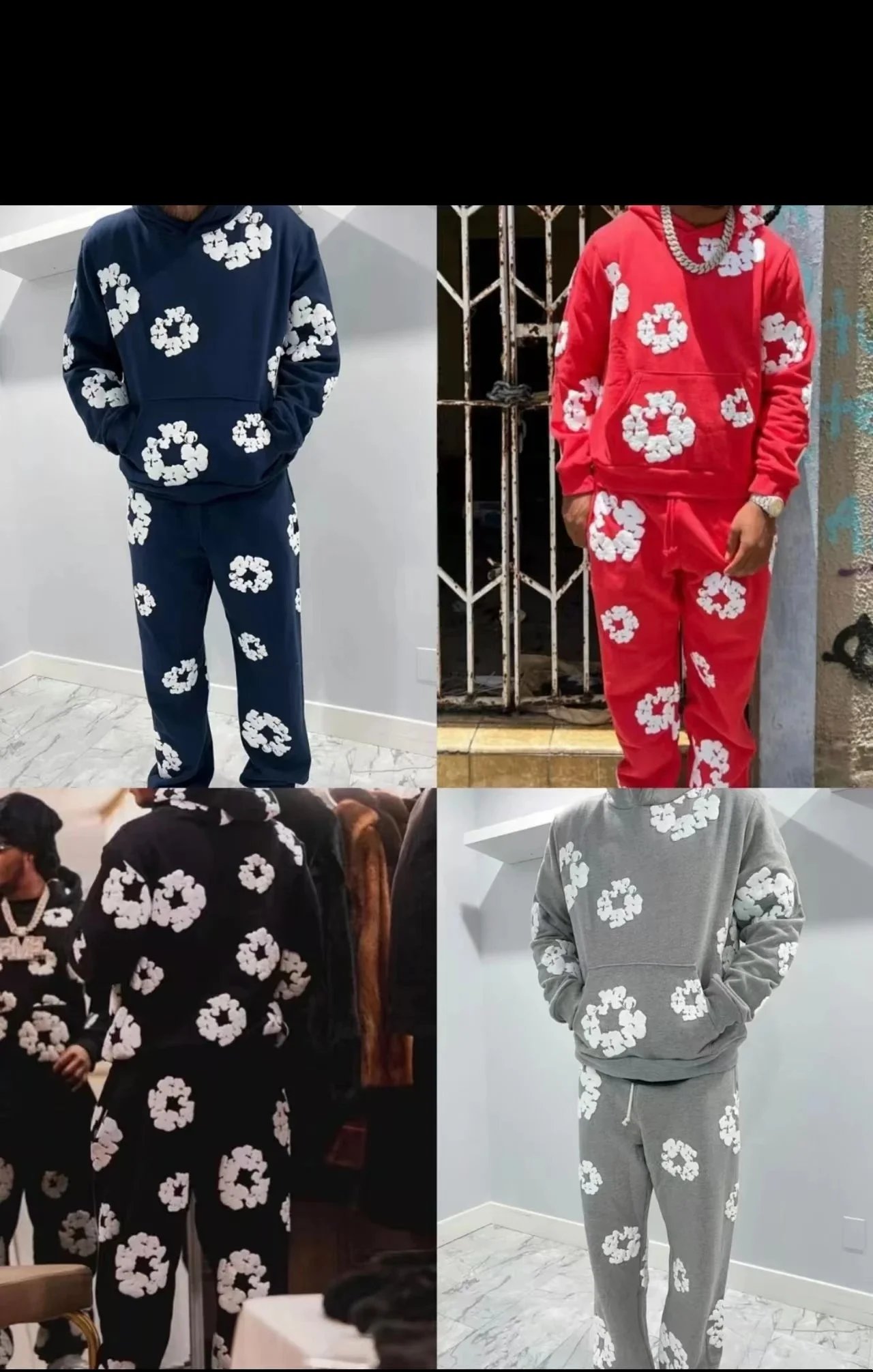 Floral Pattern Hoodie and Pants Set for Men