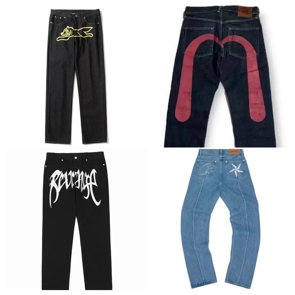 Beverage Denim Jeans with Logo and Star Design
