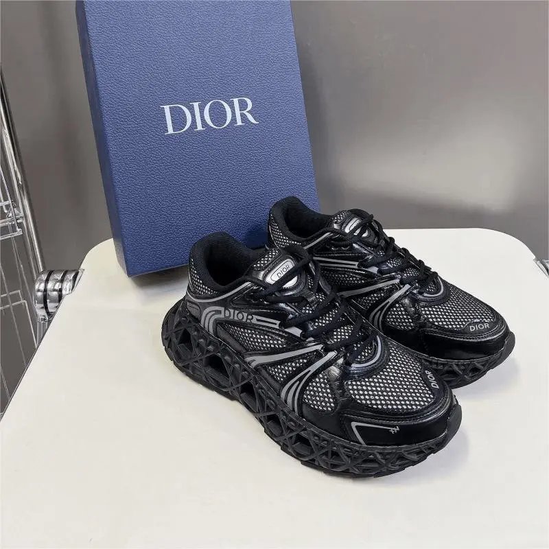 Dior Black Mesh Sneakers with Bold Sole Design