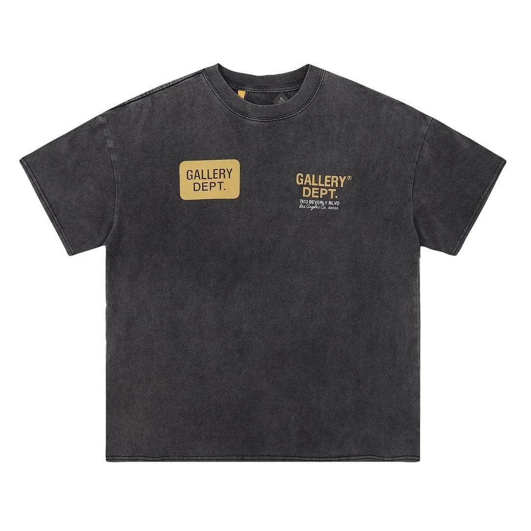 Gallery Dept. Black T-Shirt with Gold Logo Patch