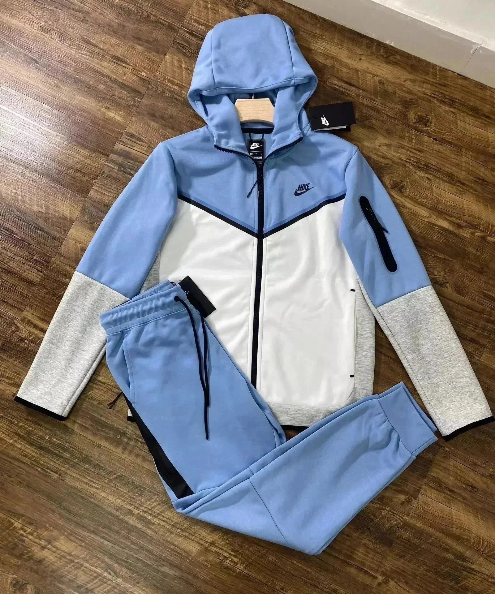 Nike Blue White Hooded Jacket and Pants Set