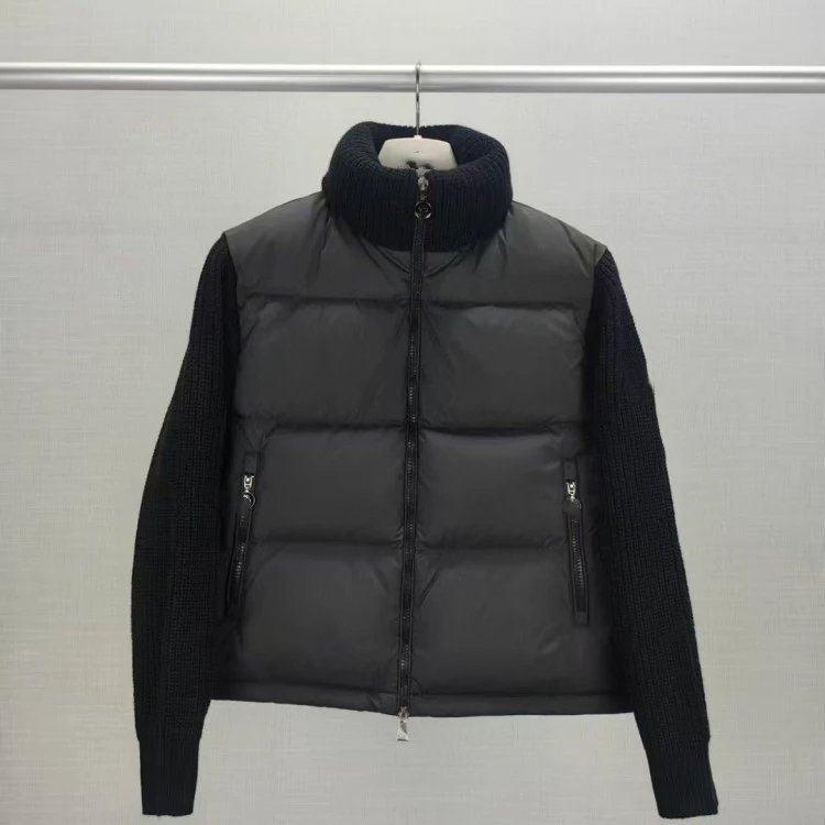Men's Black Quilted Puffer Vest with Knit Sleeves