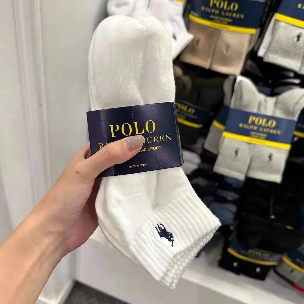 Polo Ralph Lauren Classic Sport Socks White Cotton Men's
