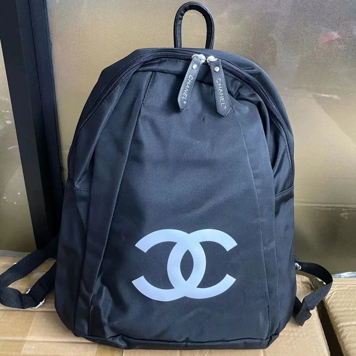 Chanel Black Logo Backpack Fashion Designer Bag