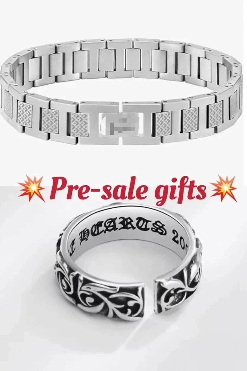 Stainless Steel Bracelet and Engraved Ring Set Pre-sale Gift