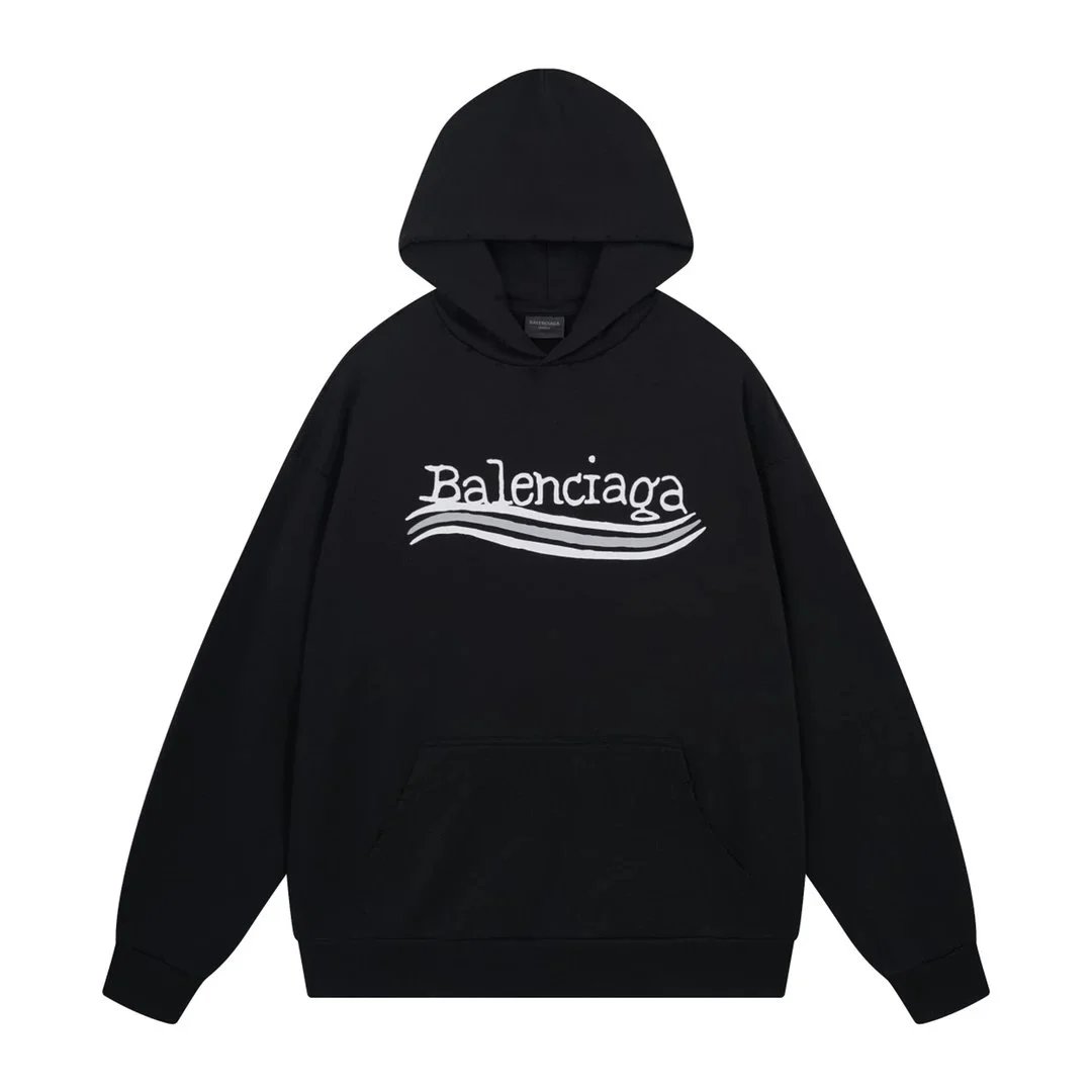 Balenciaga Logo Hoodie Black Oversized Sweatshirt