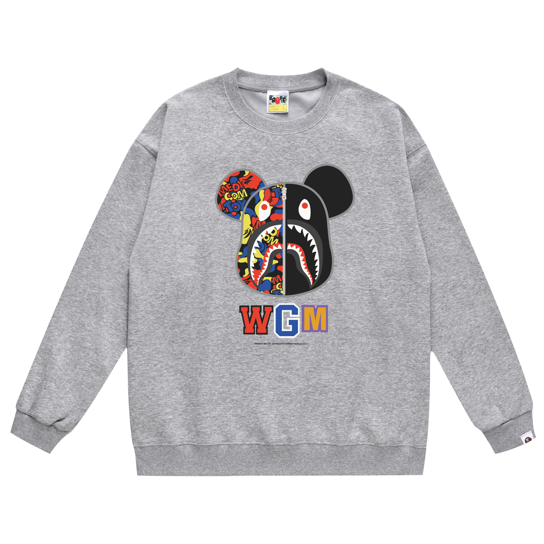BAPE x WGM Collaborative Gray Sweatshirt with Mickey Mouse Design