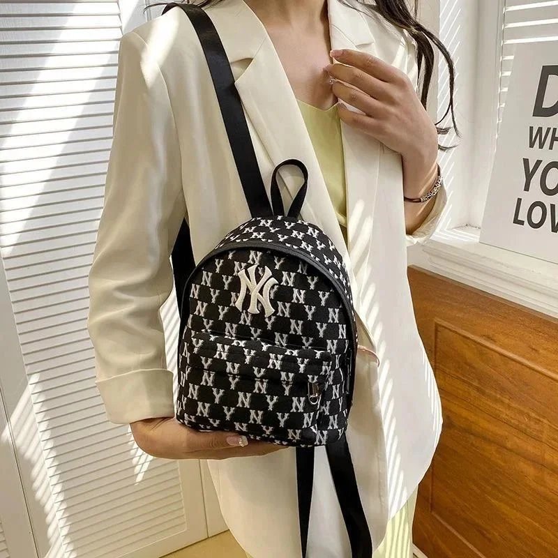 NY Logo Pattern Mini Backpack for Women Fashionable Crossbody Bag