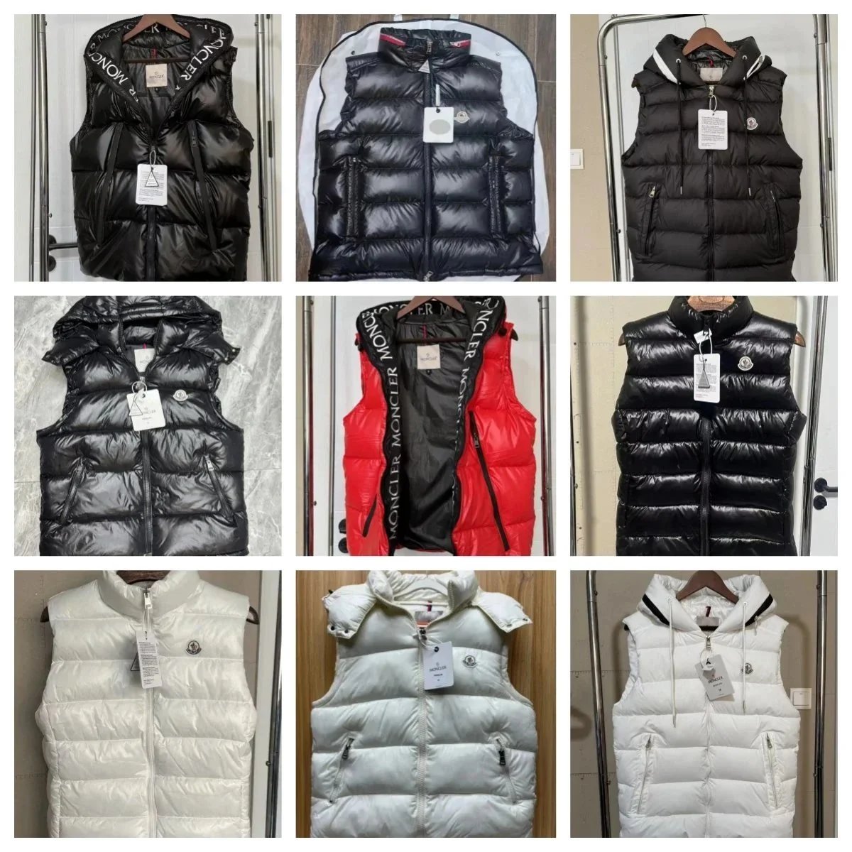 Moncler Down Vest Men Women Black White Red Puffer Sleeveless Jacket