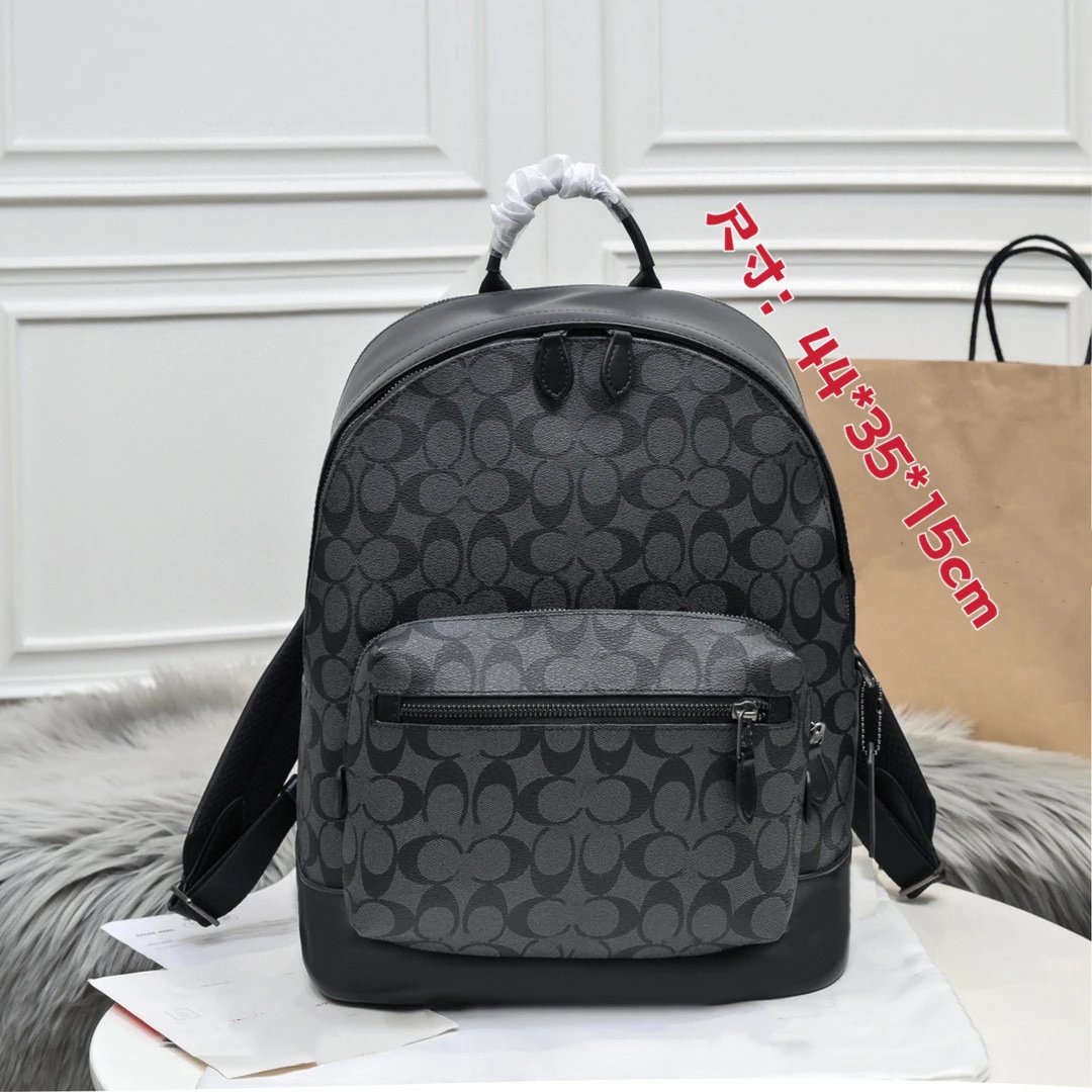 Coach Signature Print Backpack Black Grey