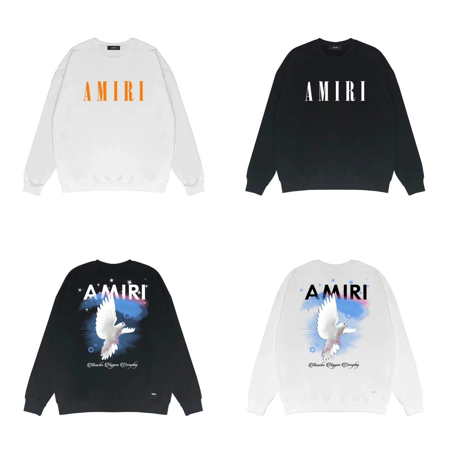 AMIRI Logo Print Crewneck Sweatshirt White Black